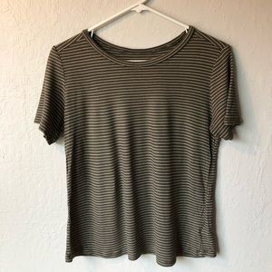 Olive Green Striped T-Shirt (American Eagle)